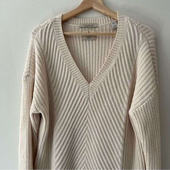 Scotch & Soda Sweater Chunky V-Neck Knit Pullover Cream Size Large Coastal - Picture 3 of 9